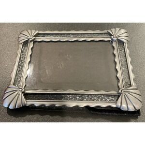 Fetco Seashell Silver Pewter Picture Frame Stain Glass Accents 5" X 3.5" Beach